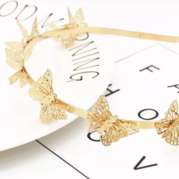 Gold tone Butterfly Alloy Headband - Picture 1 of 5